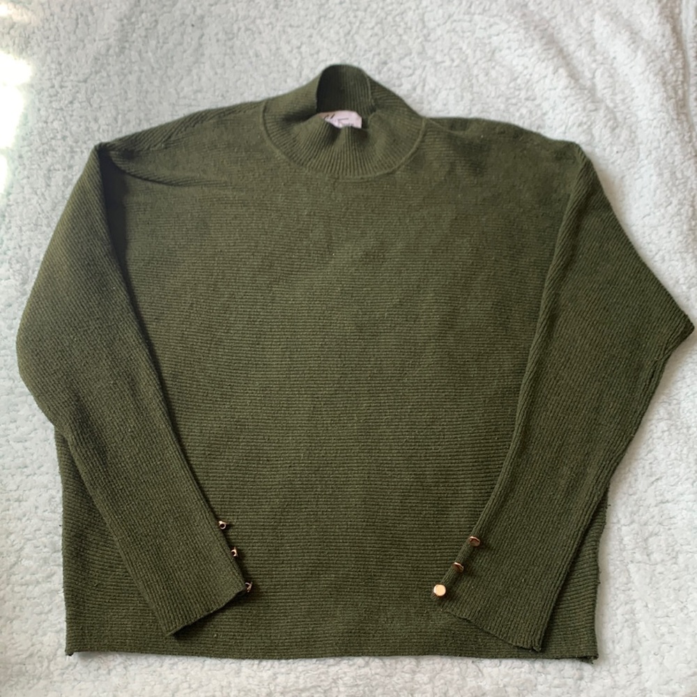 Olive Green Turtle neck sweater.